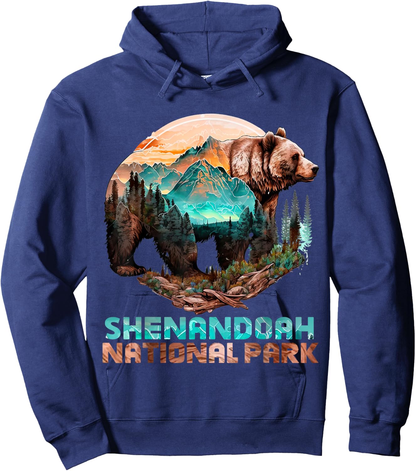 Shenandoah National Park Alaska Grizzly Bear Mountain Hike Hoodie - Hoodie | Navy