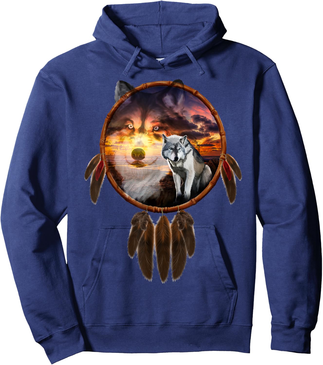 Charm Wolf Dream Catcher Hoodie - Hoodie | Navy