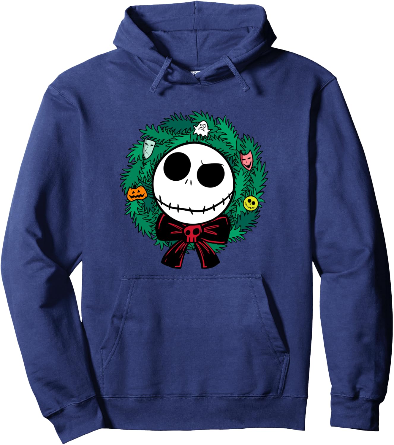 Amazon Essentials Nightmare Before Christmas Jack Festive Holiday Wreath Hoodie - Hoodie | Navy