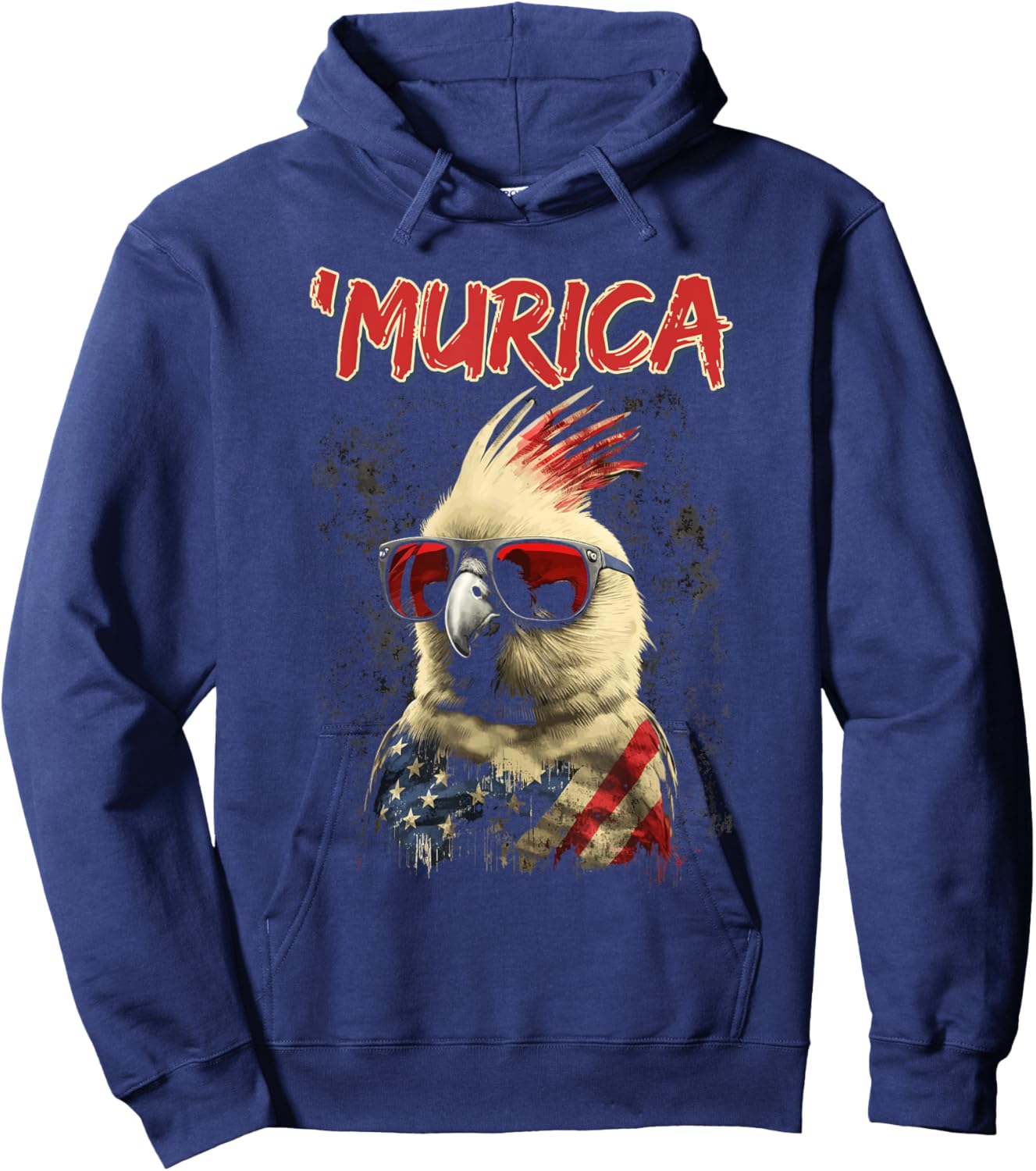 Cool Patriotic Cockatiel Bird, Murica 4th of July Cockatiel Hoodie - Hoodie | Navy