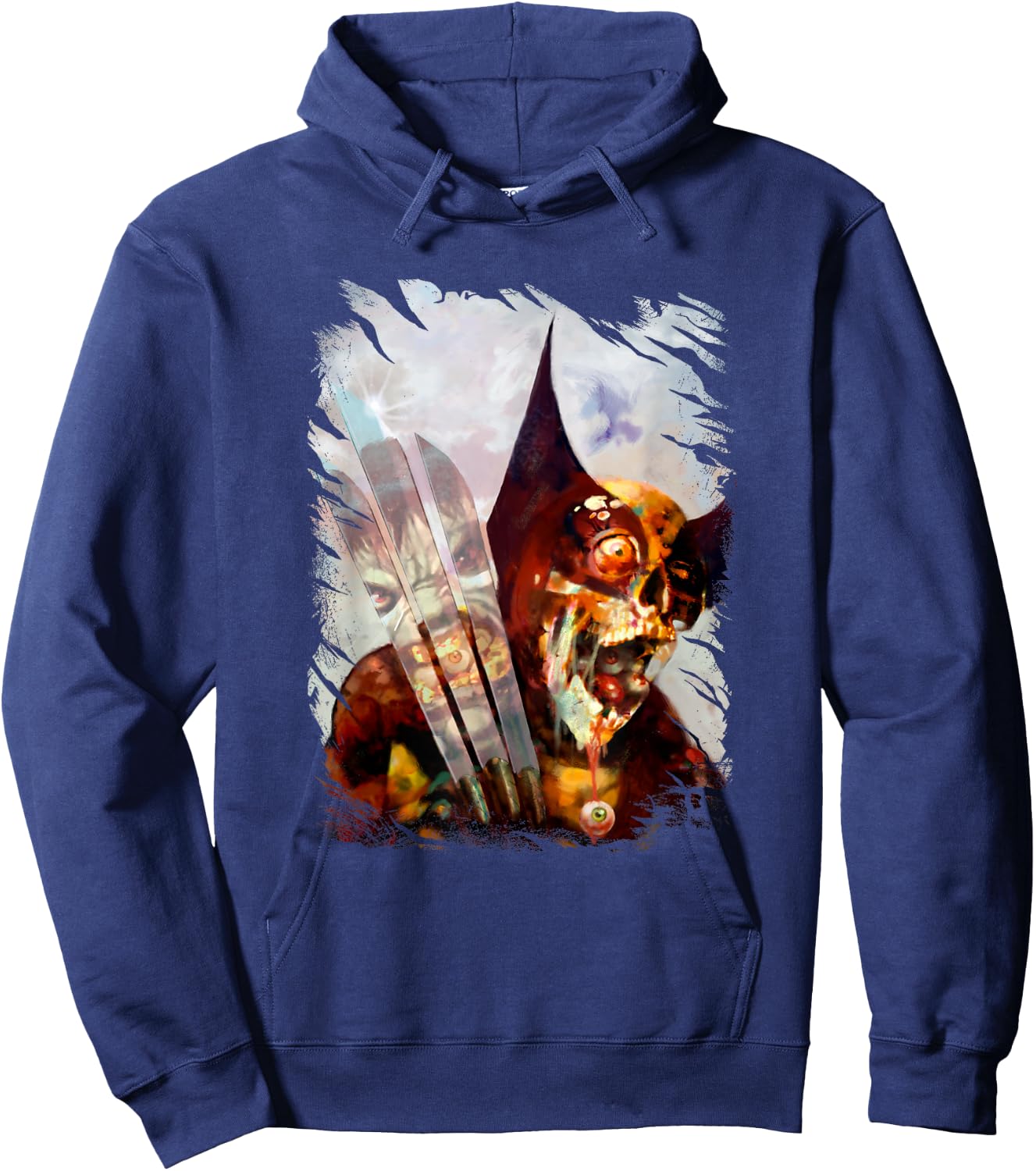 Marvel X-Men Zombie Wolverine VS The Hulk Distressed Shot Hoodie - Hoodie | Navy