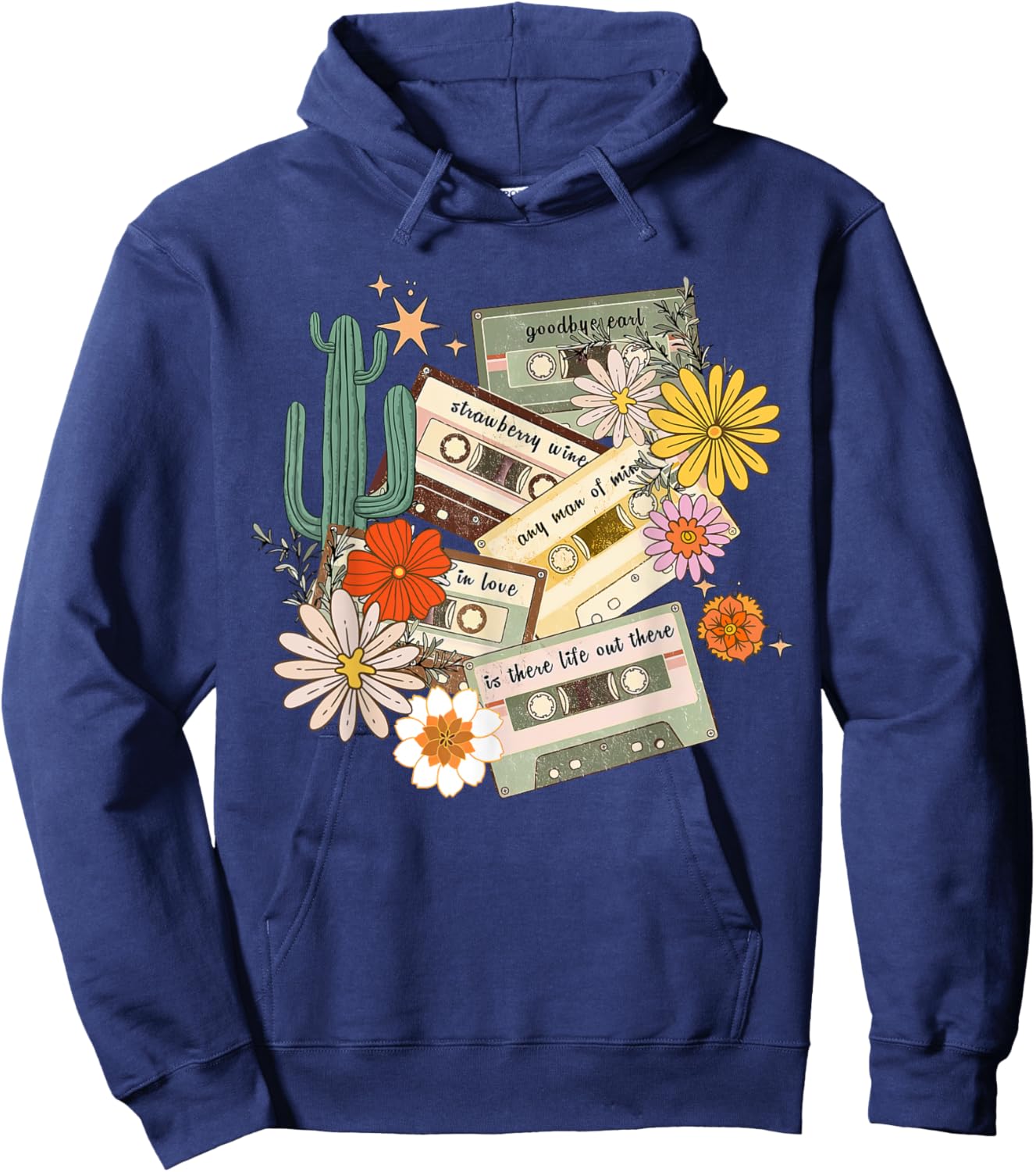 90s Country Music, Southern Farm, Old Mixtape Cassette Music Hoodie - Hoodie | Navy