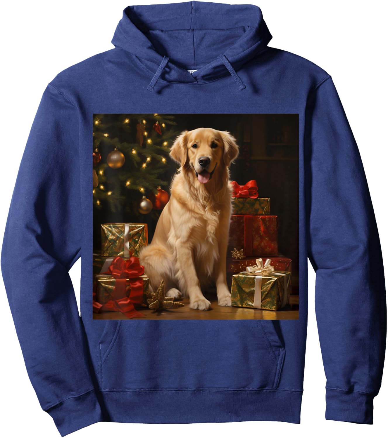 Christmas Golden Retriever - Golden Retriever Christmas Hoodie - Hoodie | Navy