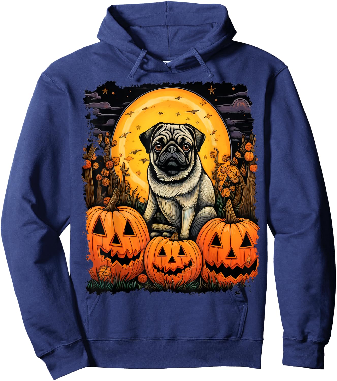 Dog Halloween Pug Men Women Kids Hoodie - Hoodie | Navy