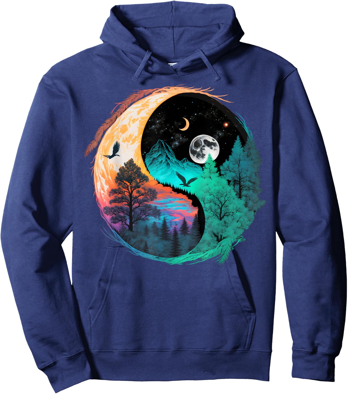 Meditation Taoism Yin Yang Symbol on Nature Taijitu Yin Yang Hoodie - Hoodie | Navy