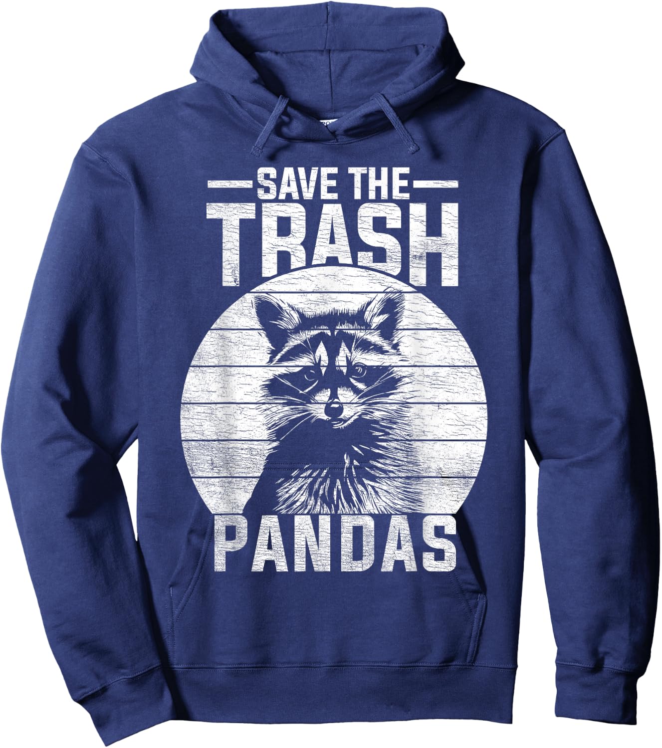 Vintage Retro Save The Trash Pandas Funny Raccoon Hoodie - Hoodie | Navy
