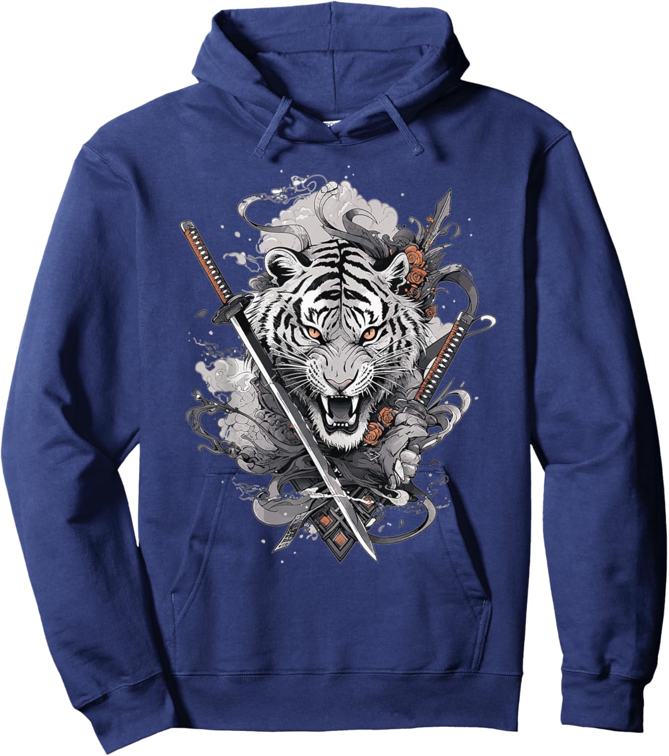 Japanese Samurai Ronin Sword Katana Japan Tiger Tattoo Hoodie - Hoodie | Navy