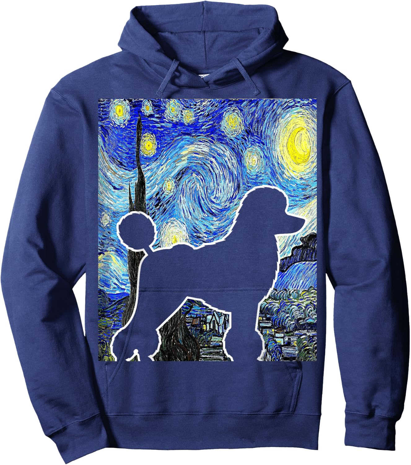 Poodle Starry Night Dog Lover Van Gogh Poodle Painting Hoodie - Hoodie | Navy