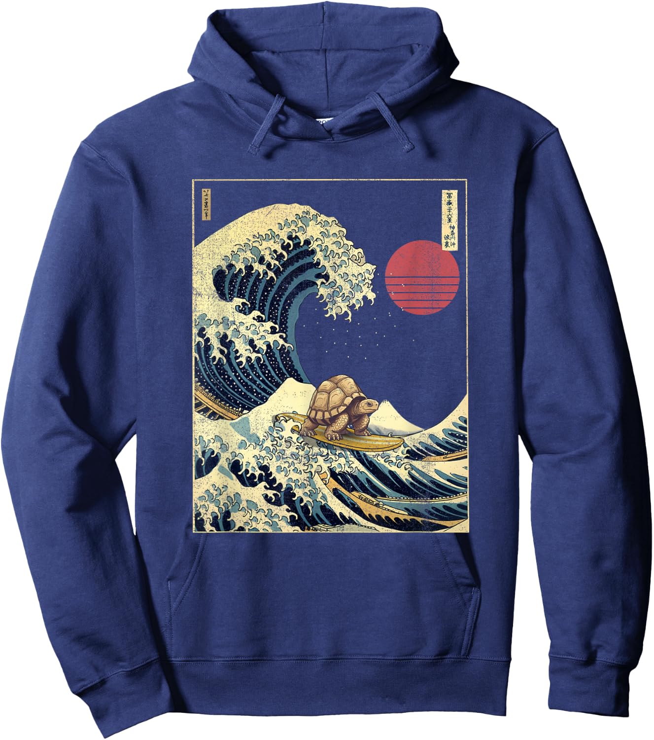 Galapagos Tortoise Kanagawa Wave Funny Surf Animal Hoodie - Hoodie | Navy