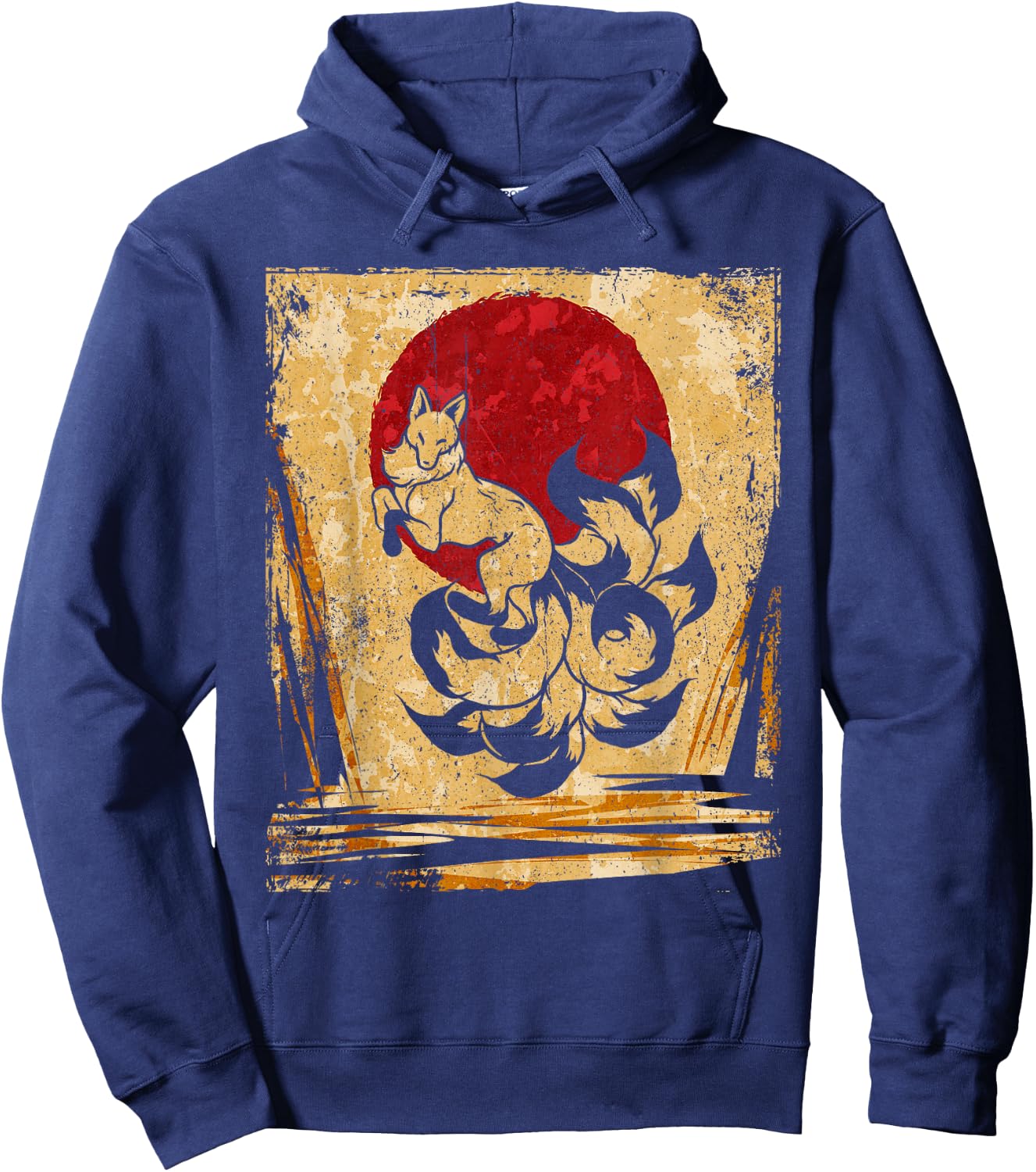 Nine-tailed fox Japanese retro art Hoodie - Hoodie | Navy