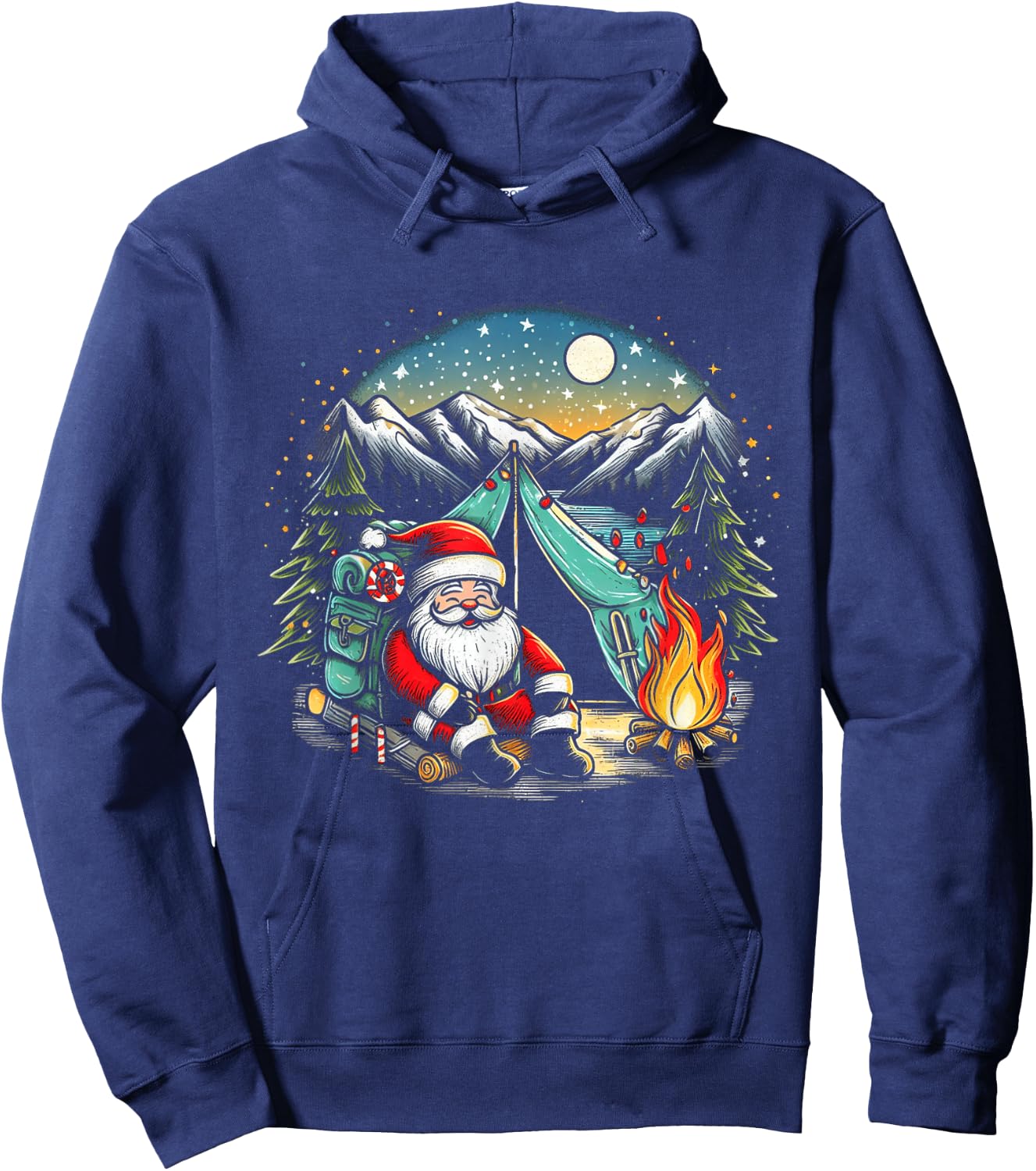 Santa Camping and Hiking Funny Matching Family Christmas Hoodie - Hoodie | Navy