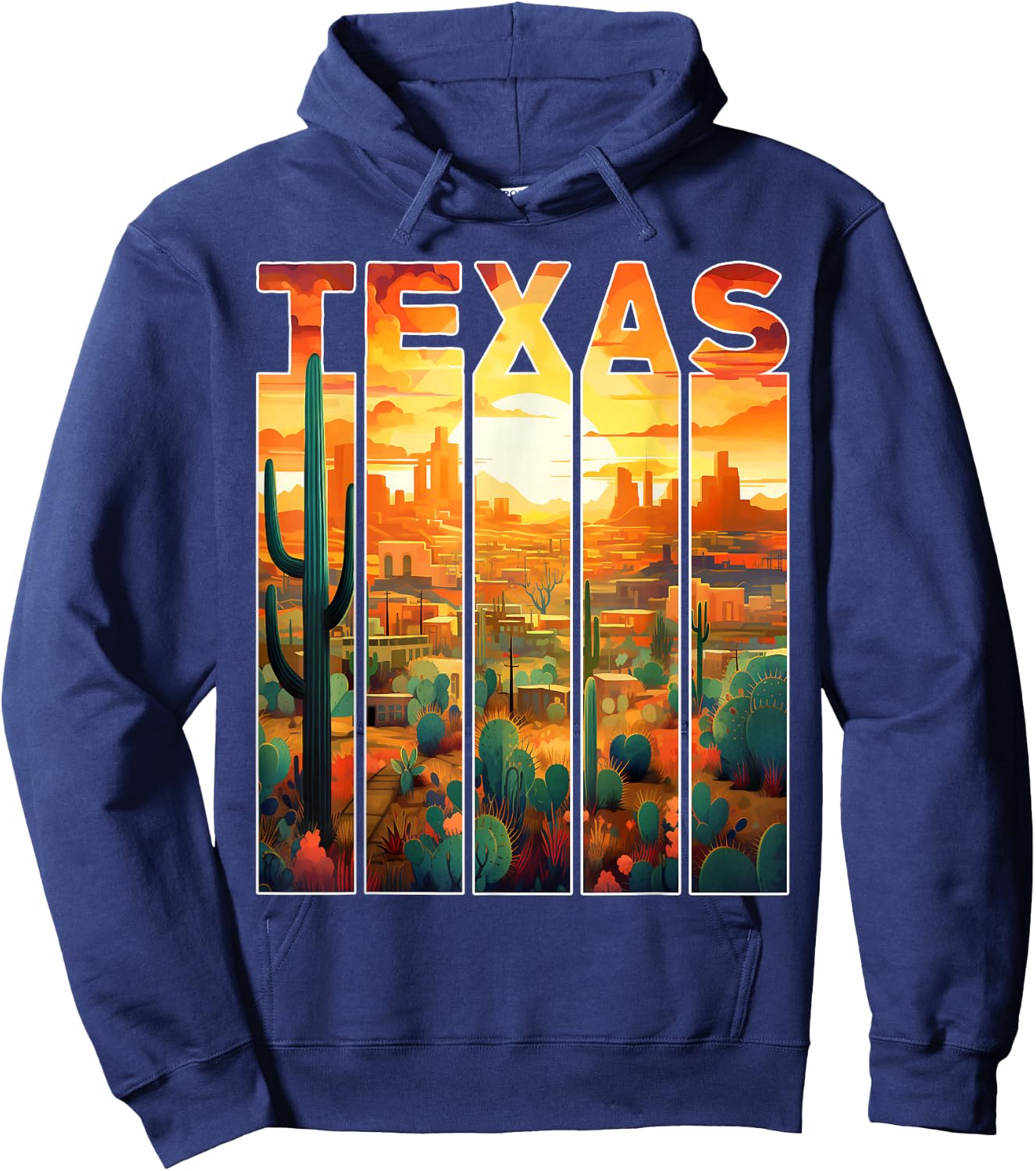 Texas 1845 desert cactus sunset vacation trip Texas Hoodie - Hoodie | Navy