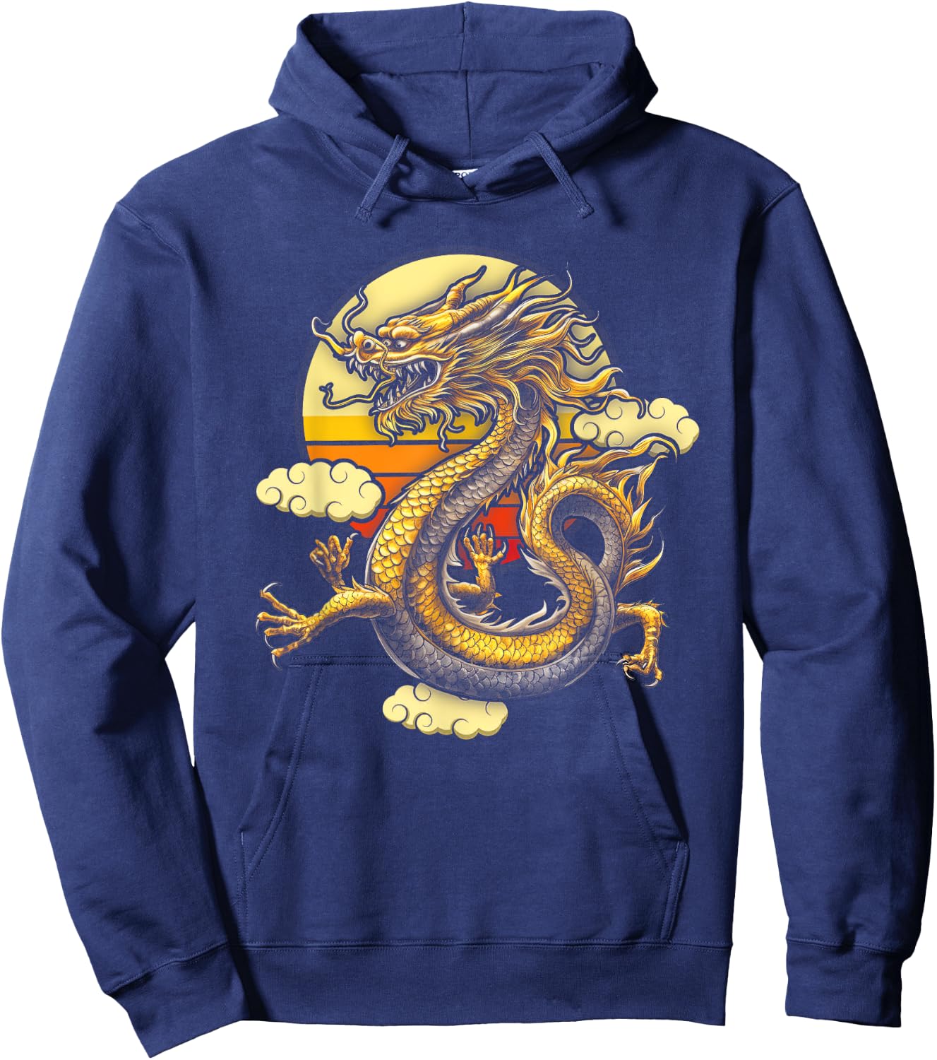 Sunset Traditional Chinese Dragon Symbol Of Power Strength Hoodie - Hoodie | Navy