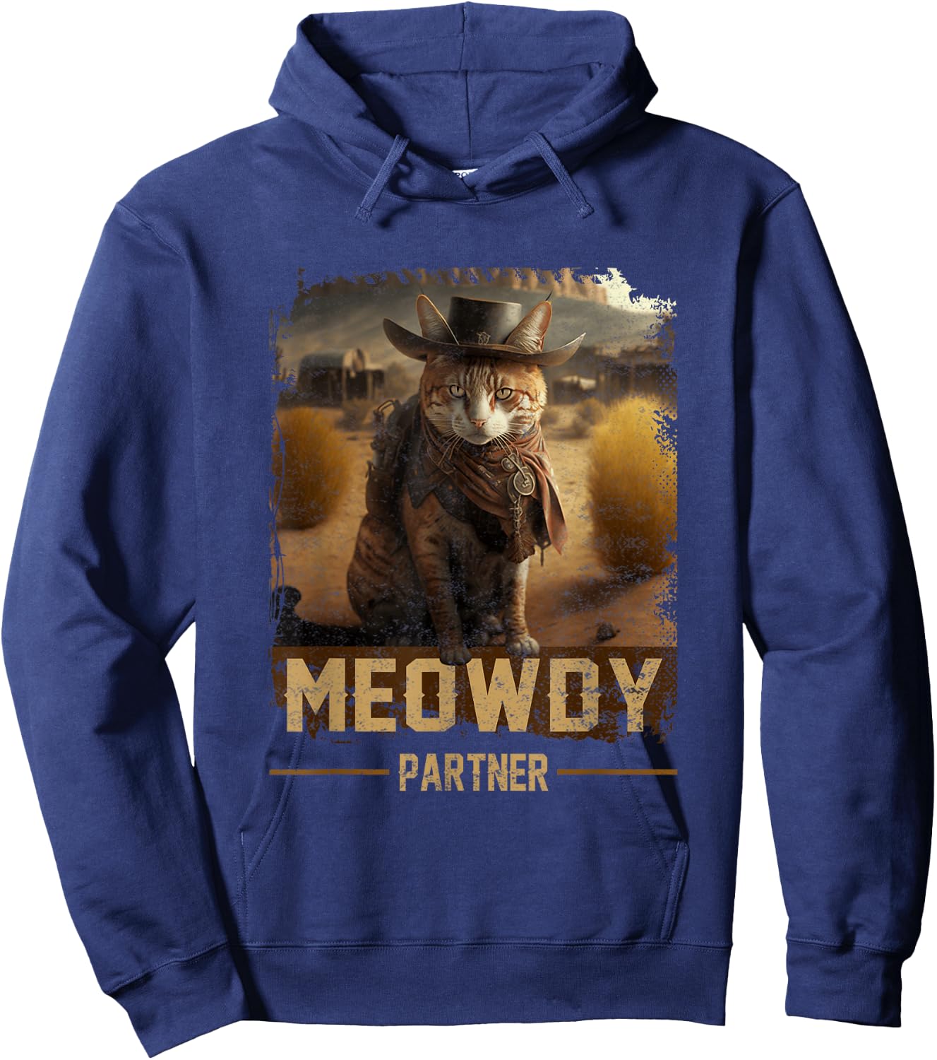 Meowdy Partner Country Music Cat Cowboy Hat Western Cat Hoodie - Hoodie | Navy