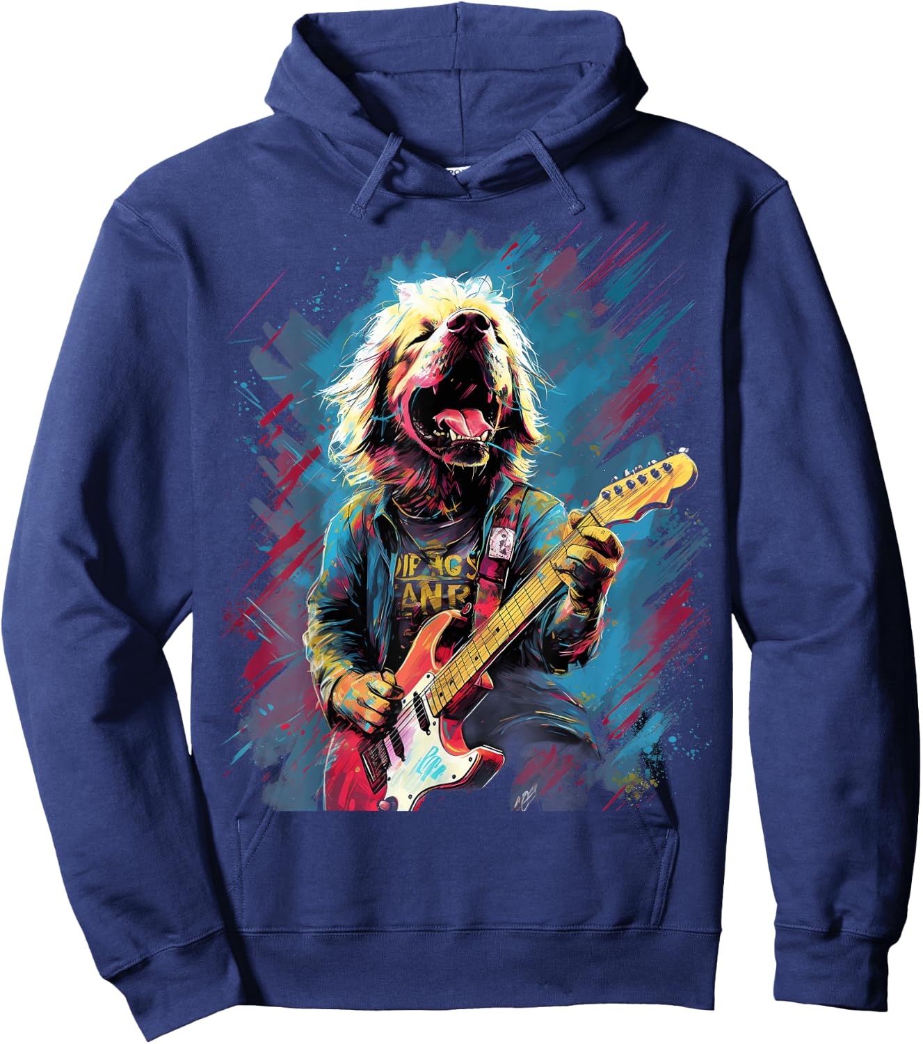 Rock Guitar Labrador Retriever Dog Guitarist Men Women Girls Kids Hoodie - Hoodie | Navy