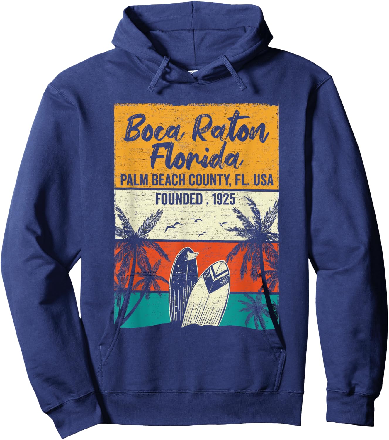 Retro Boca Raton FL Vintage Florida Men Women Kids Hoodie - Hoodie | Navy