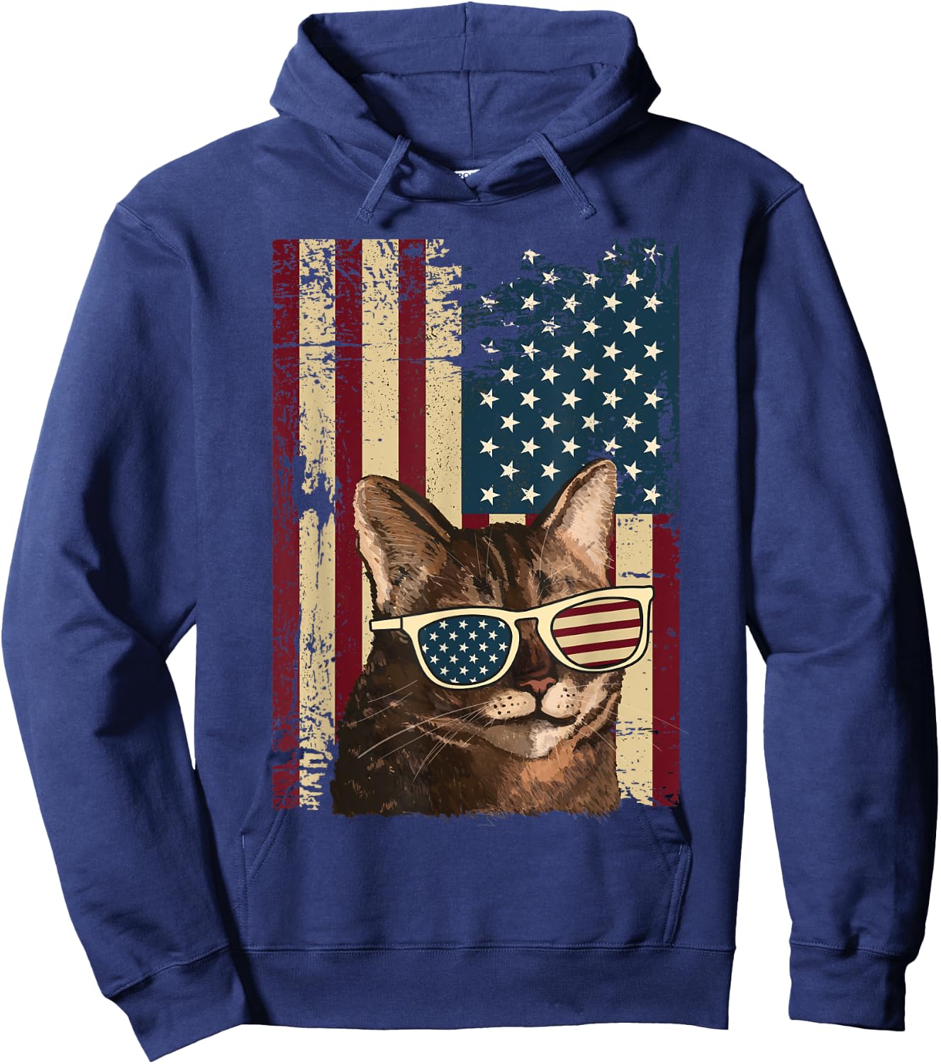 Cat 4th of July Meowica Merica Men USA American Flag Hoodie - Hoodie | Navy