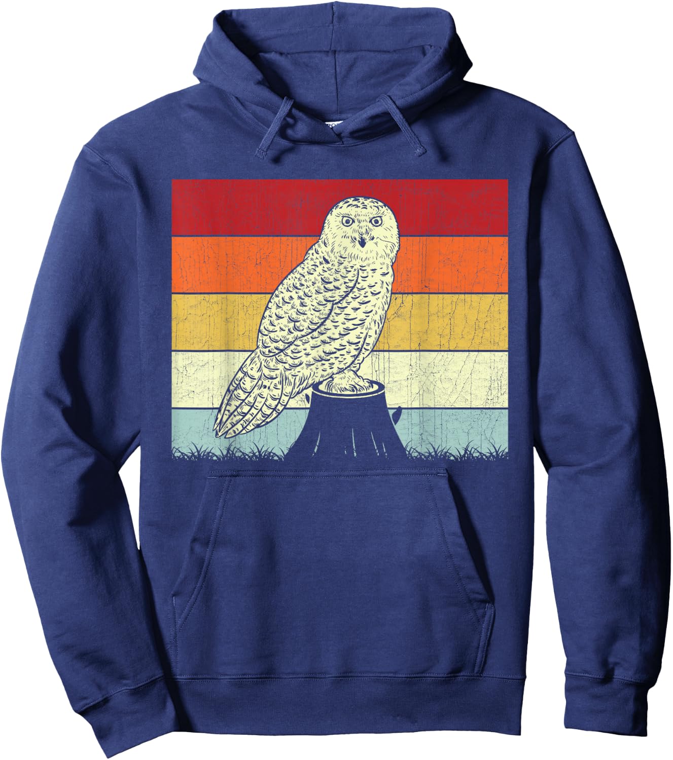 Snowy Owl Lovers Boys Girls Vintage Snowy Owl Design Retro Hoodie - Hoodie | Navy
