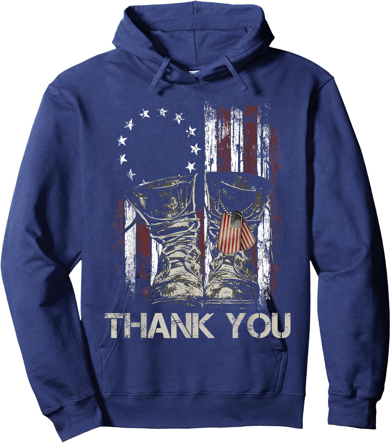 American Flag US Veteran Combat Boots Thank You Veterans Hoodie - Hoodie | Navy
