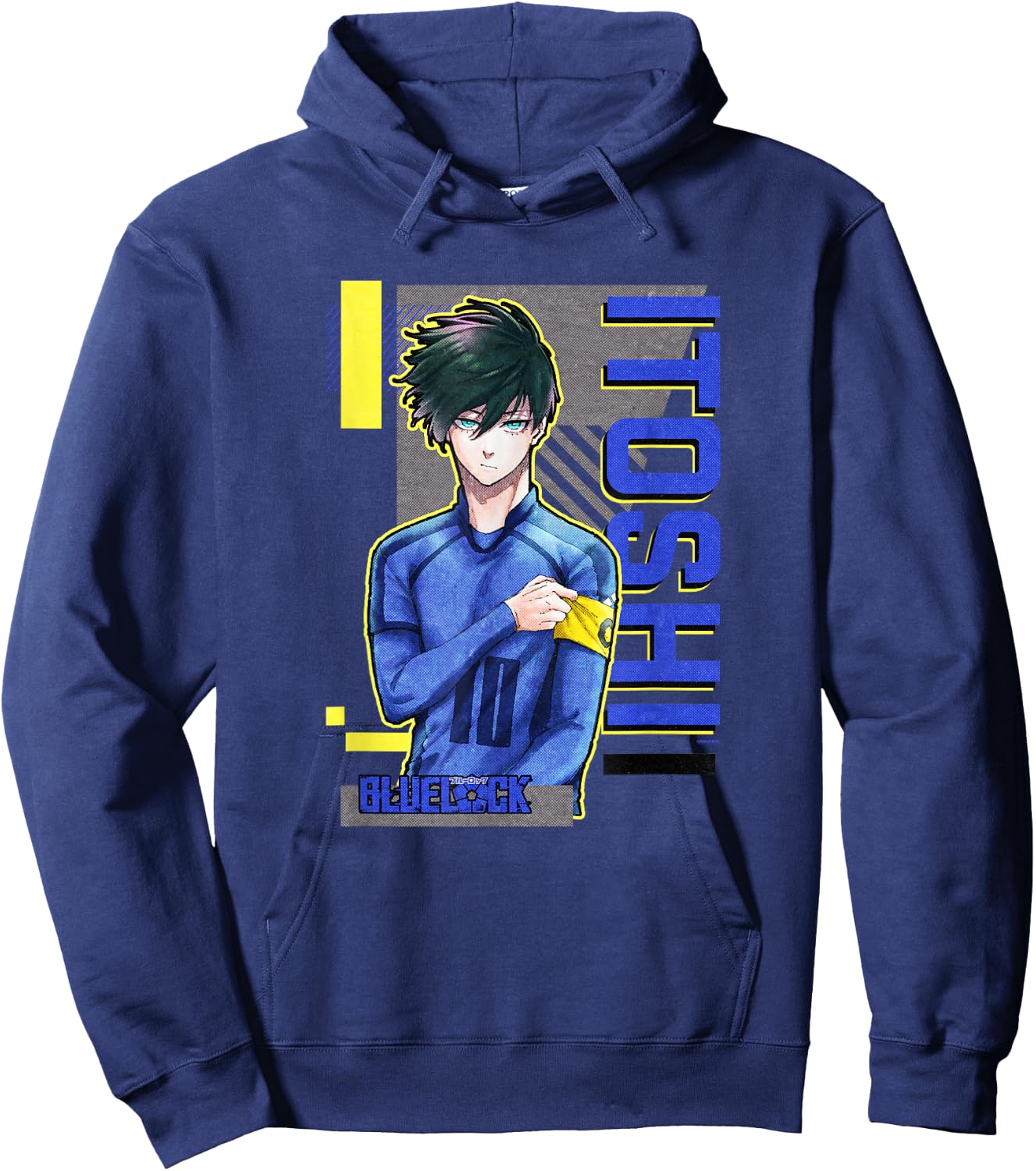 Blue Lock Rin Itoshi The Captain Big Chest Neon Portrait Hoodie - Hoodie | Navy