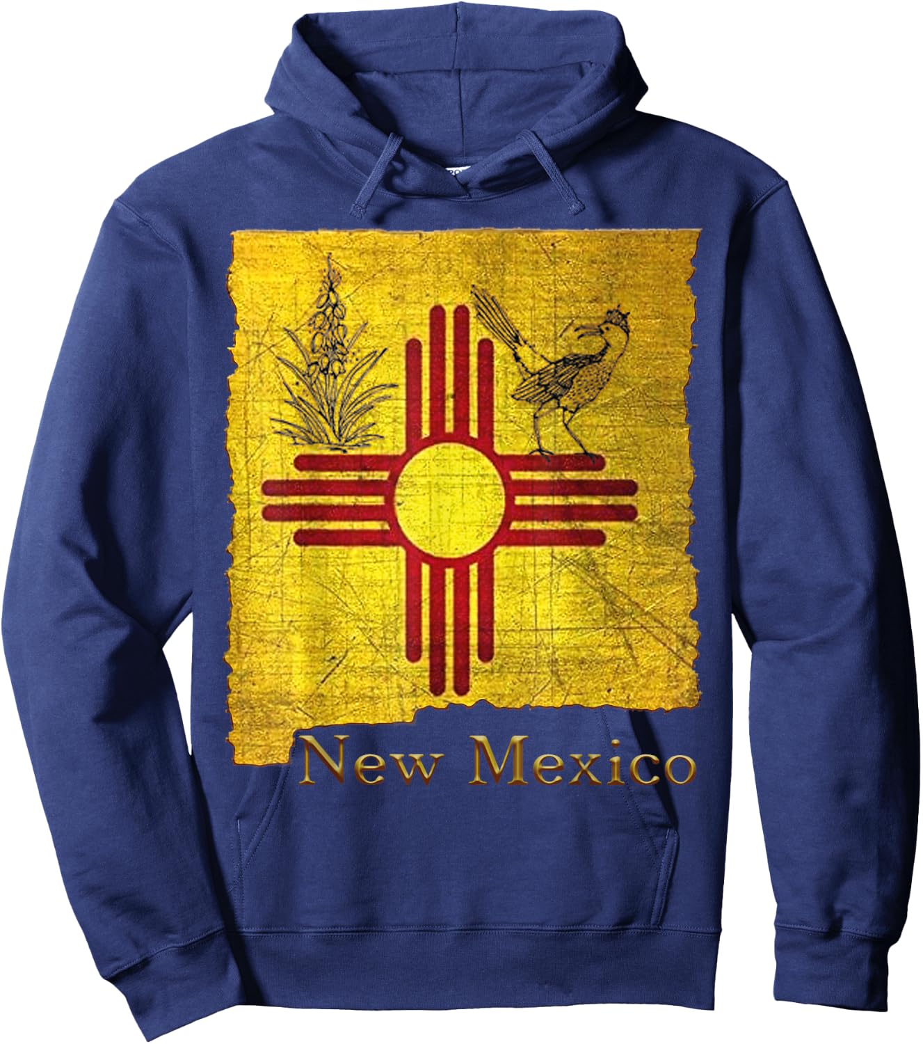 New Mexico Land of Enchantment roadrunner yucca Santa Fe NM Hoodie - Hoodie | Navy