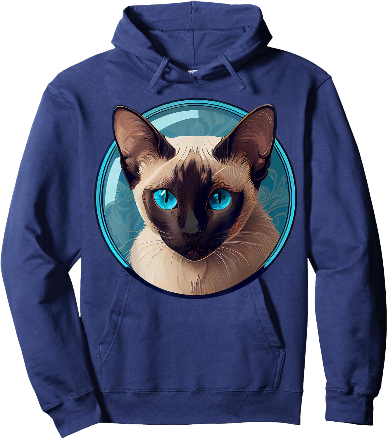 Siamese Cat | Blue-Eyed Siamese Sealing Point Men Women Hoodie - Hoodie | Navy