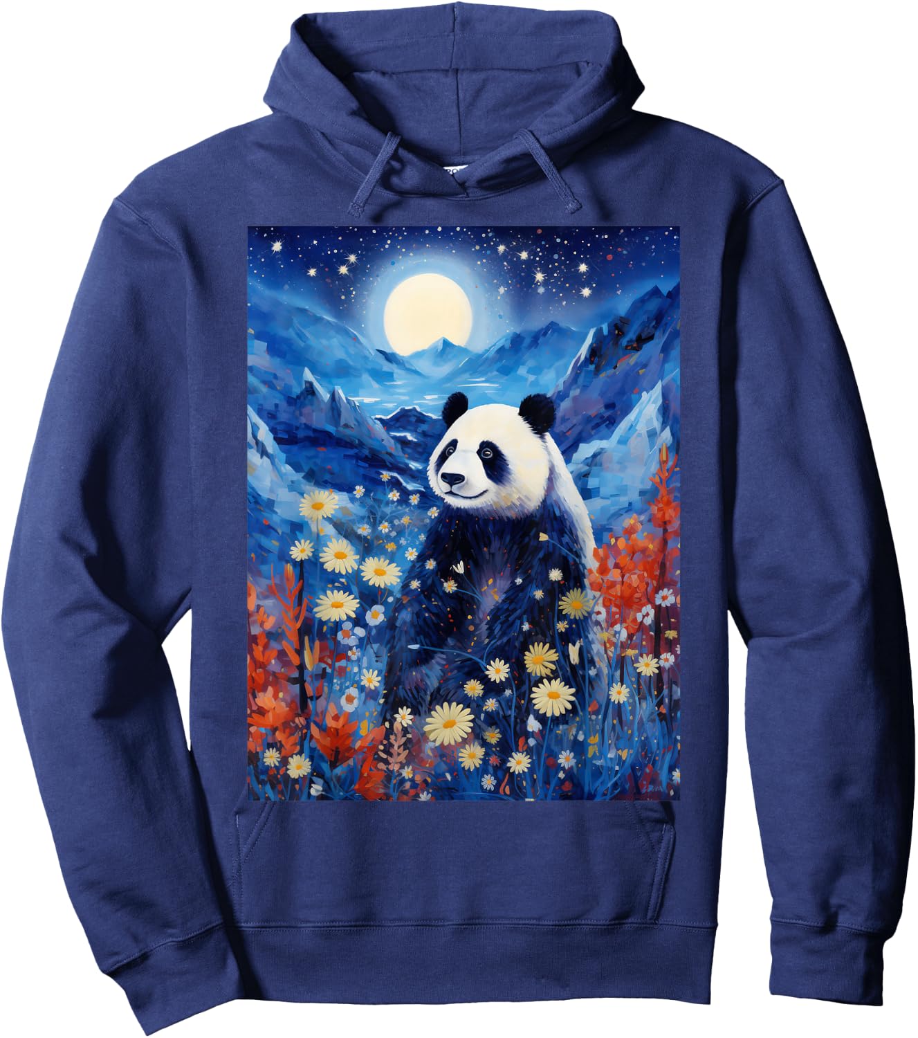 Panda Starry Night Van Gogh Style Graphic Hoodie - Hoodie | Navy