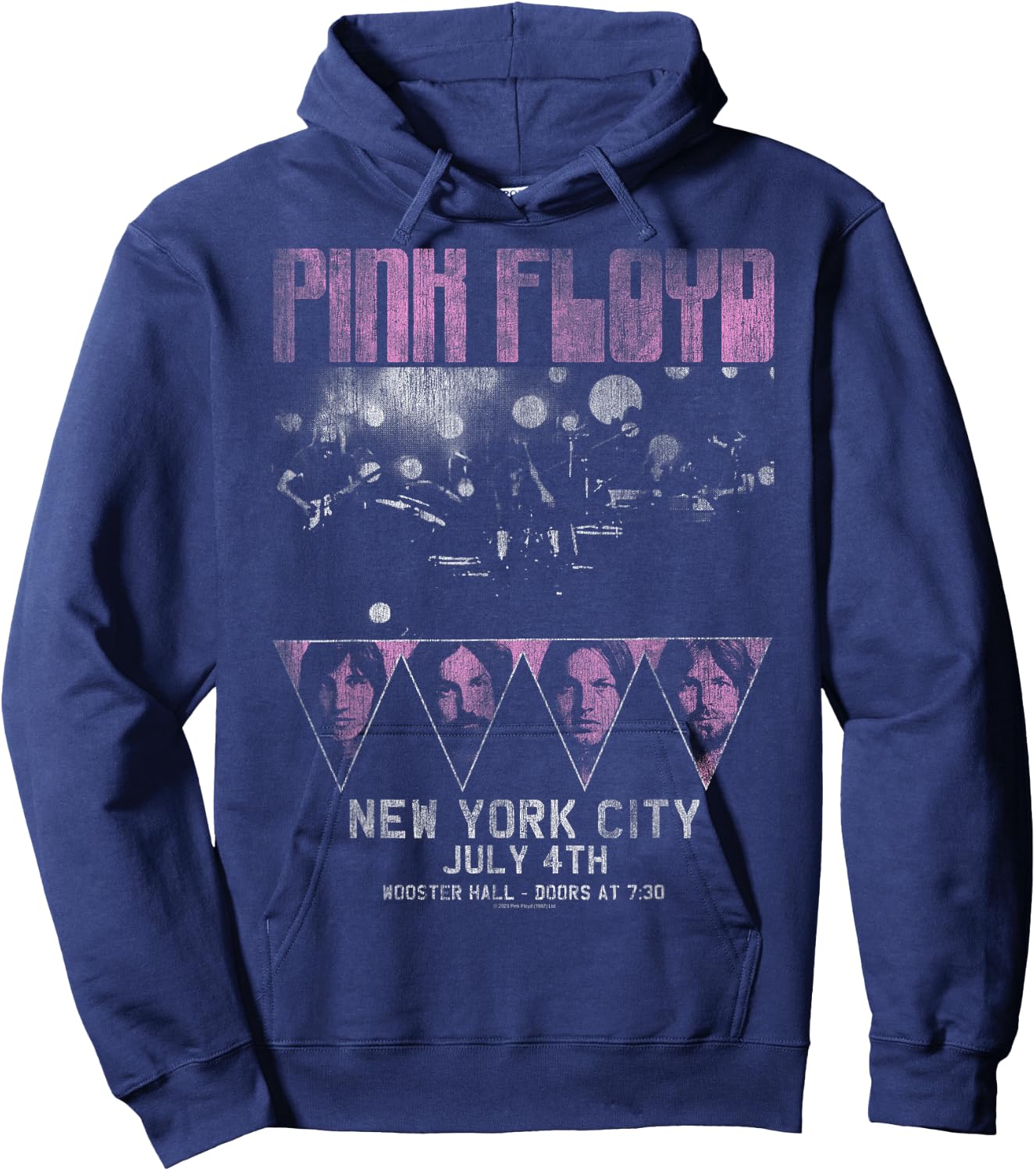 Official Pink Floyd Rock Band Tour NYC Classic Retro Music Hoodie - Hoodie | Navy