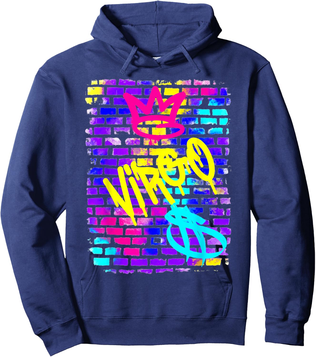 Virgo Birthday Zodiac Retro 90s Graffiti Sign Trendy Rad Hoodie - Hoodie | Navy