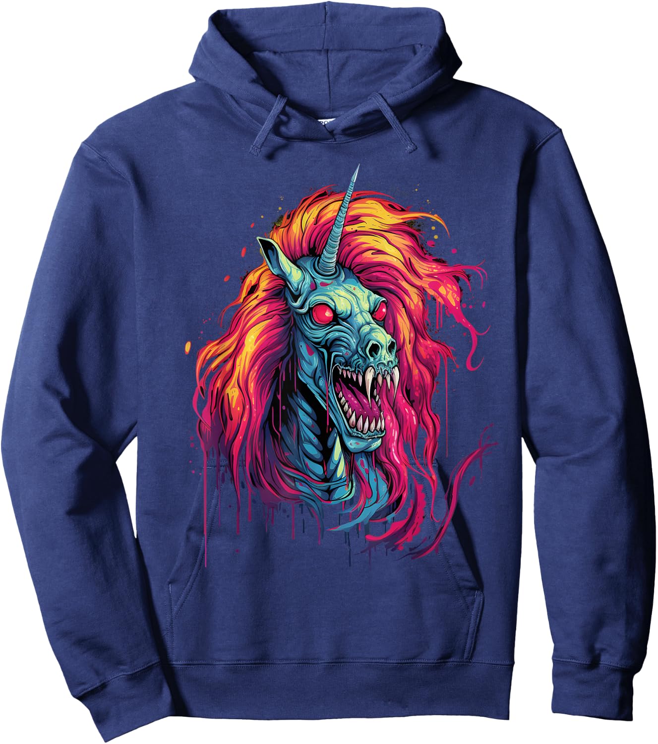 Halloween Zombie Unicorn Skull Colorful Halloween Graphic Hoodie - Hoodie | Navy