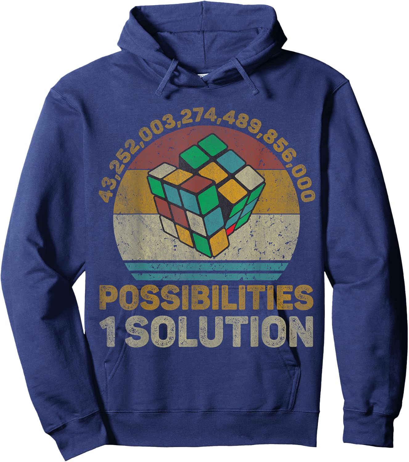 One Solution Vintage Math Speedcubing Lovers Hoodie - Hoodie | Navy