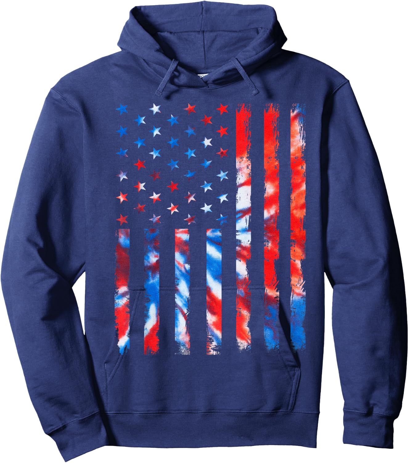 Vintage Red White and Blue Tie Dye American Flag Hoodie - Hoodie | Navy