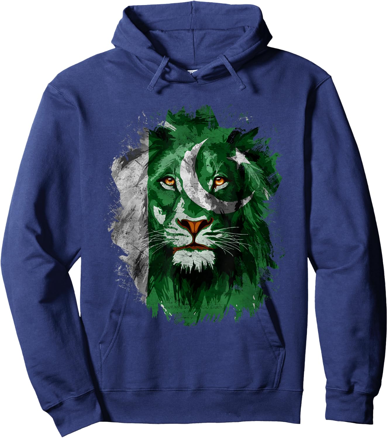 Pakistan Flag Lion Face Pakistani Pride Vintage Hoodie - Hoodie | Navy