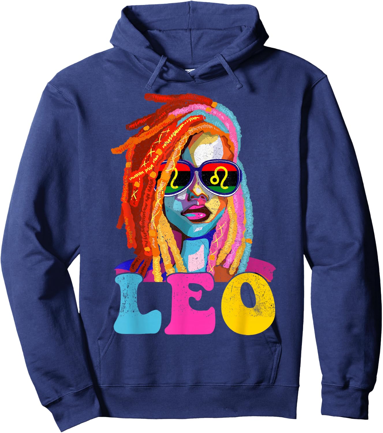 Leo Queen African American Loc'd Women Zodiac Sign Hoodie - Hoodie | Navy