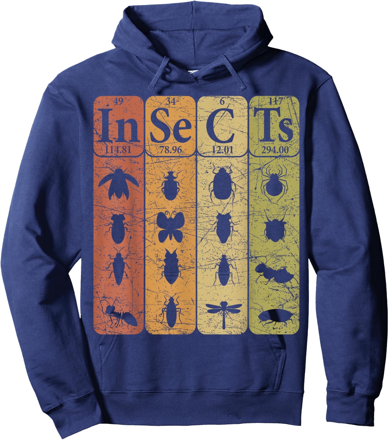 Insects Periodic Table Elements Entomologist Retro Bugs Hoodie - Hoodie | Navy