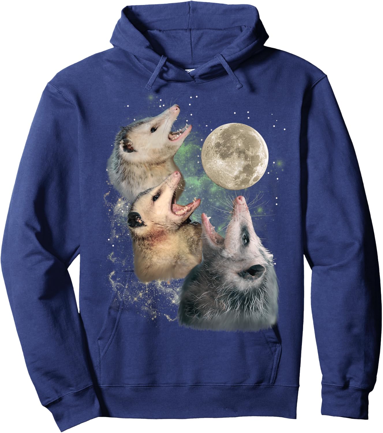 Three Opossums Moon 3 Possum Howling Funny Cursed Cult Meme Men Women Hoodie - Hoodie | Navy