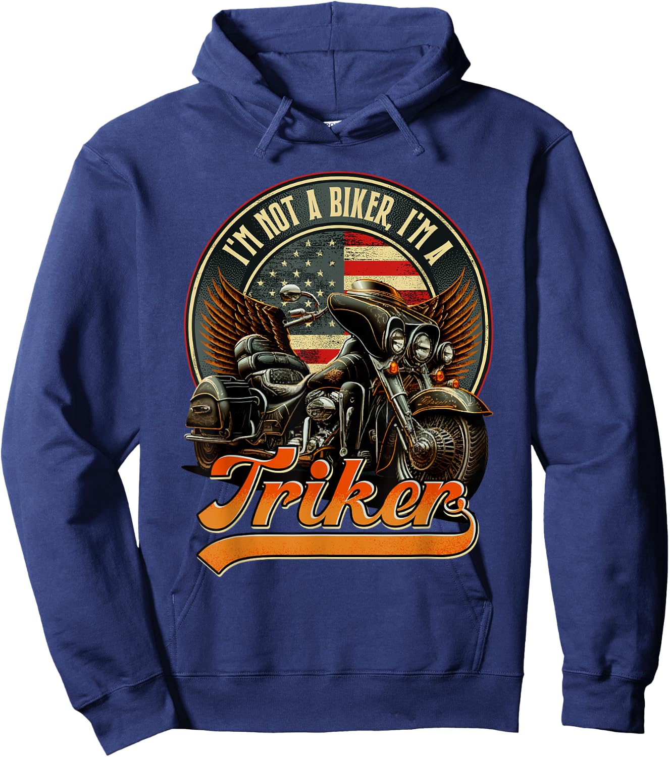 I'm Not A Biker I'm A Triker USA Flag Patriotic Trike Men Hoodie - Hoodie | Navy