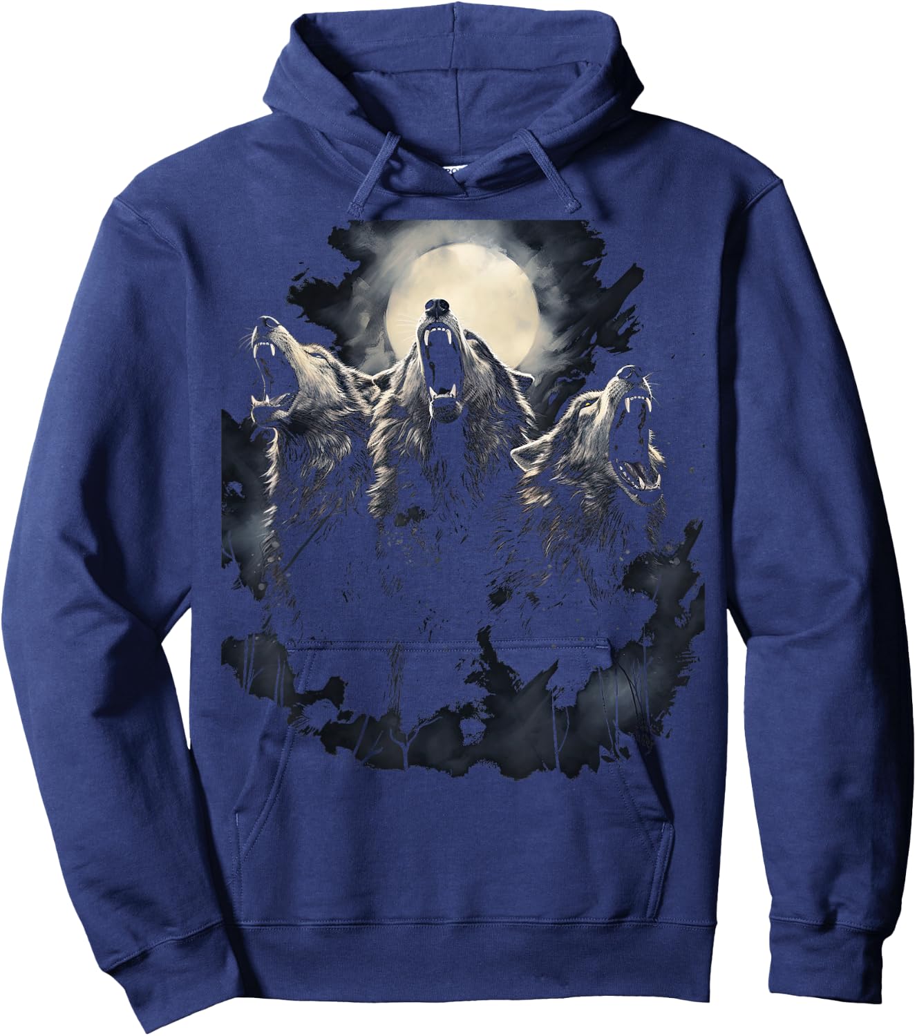 Wolves Howl to the Moon Wolf Wild Animals Hoodie - Hoodie | Navy