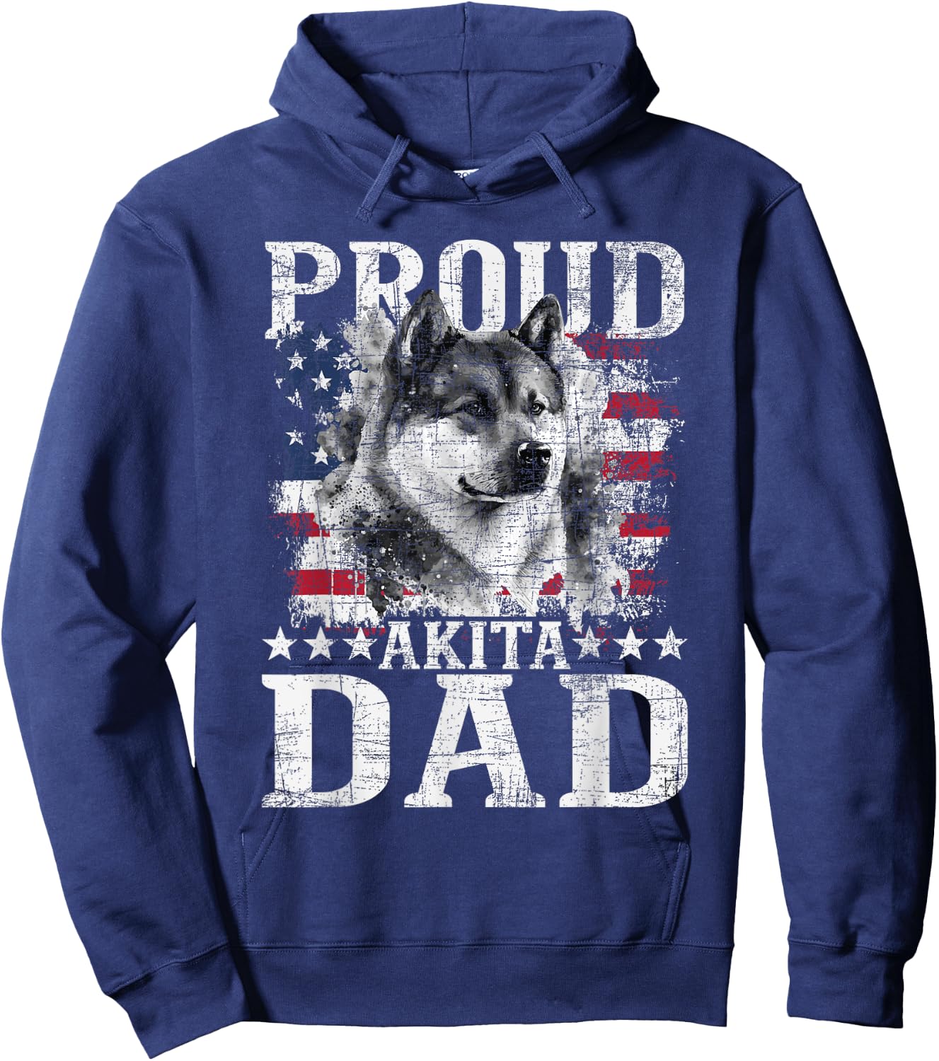 Proud Akita Dad - Patriotic Father's Day Canine Dog Lover Kids Men Hoodie - Hoodie | Navy