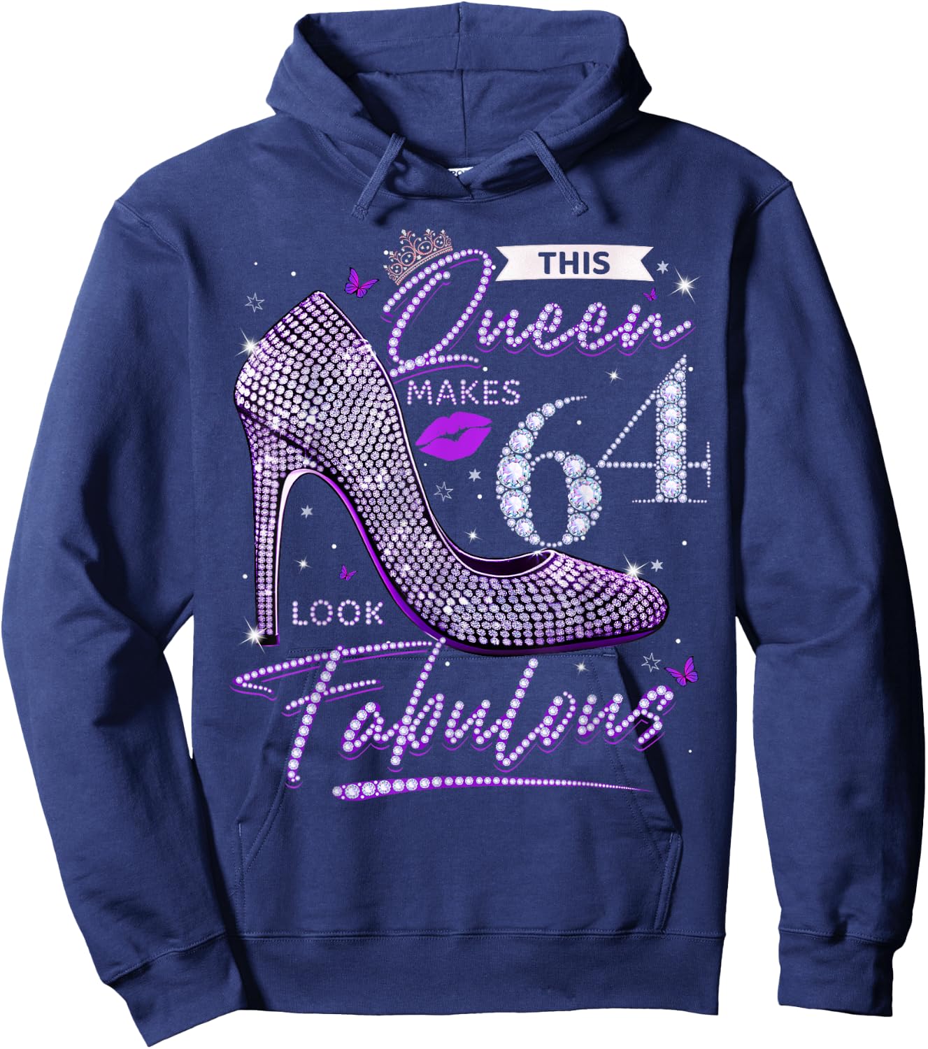 This Queen Makes 64 Looks Fabulous Shirt 64th Birthday Women Hoodie - Hoodie | Navy