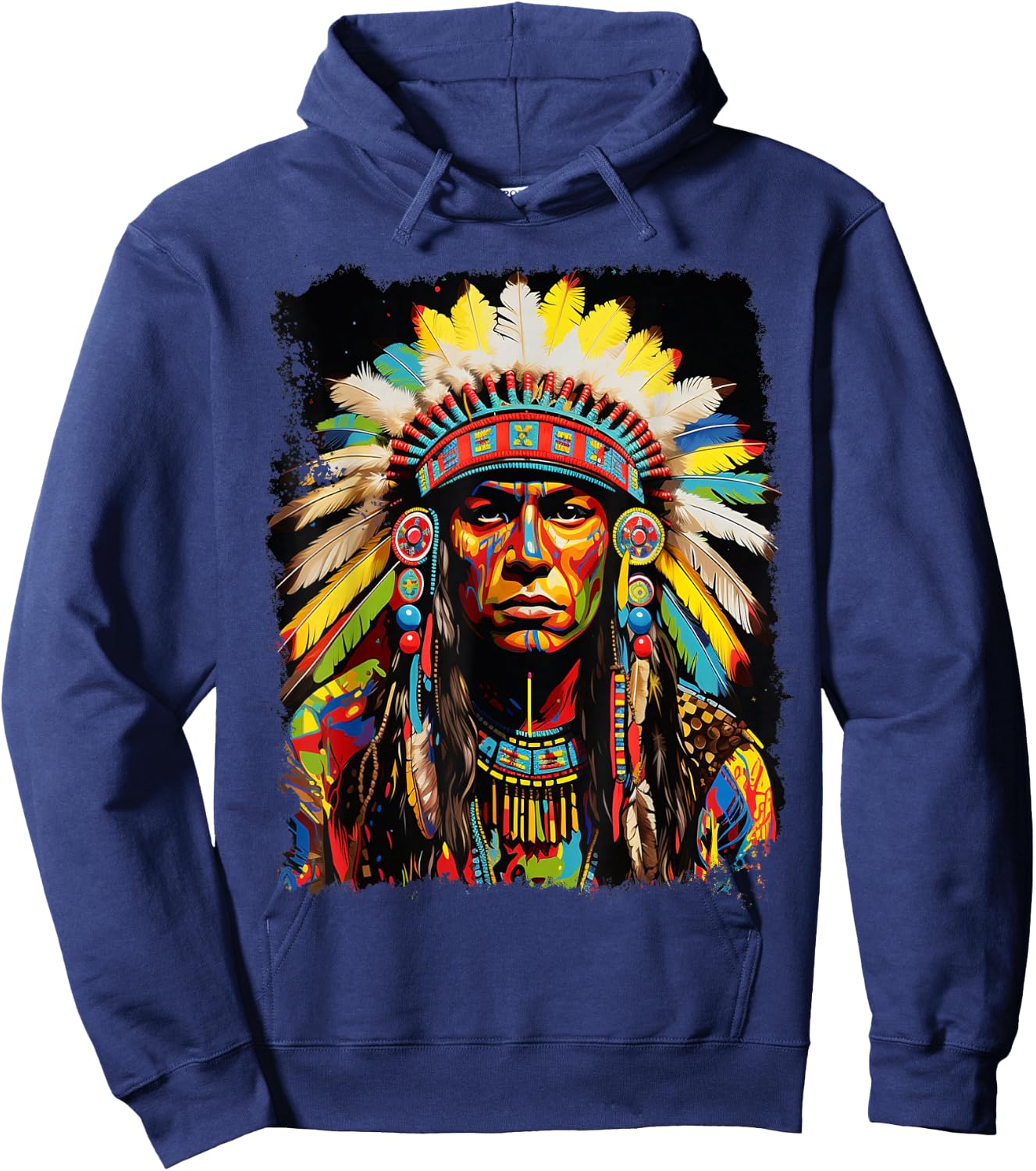 Wolf Native American Design Hoodie - Hoodie | Navy