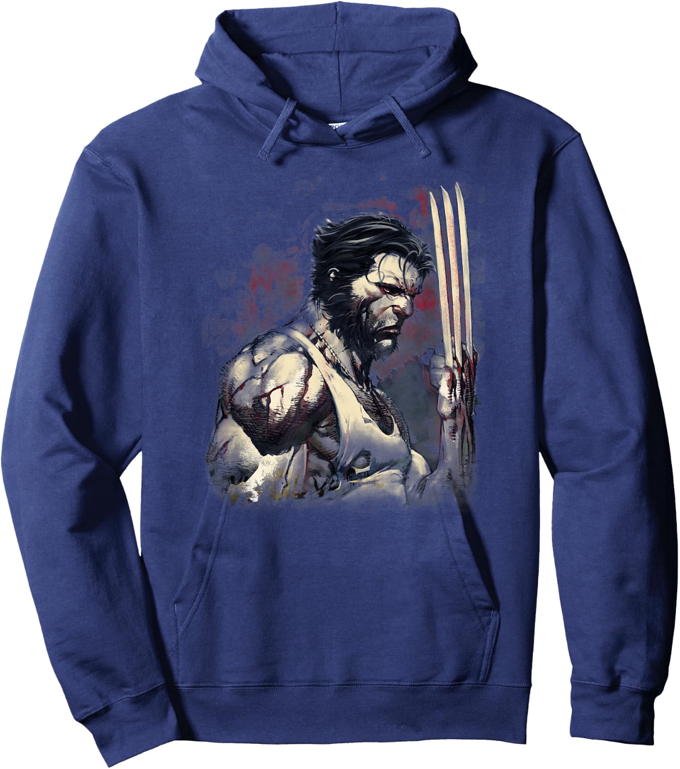 Marvel Wolverine Classic Blood & Steel Logan Profile Hoodie - Hoodie | Navy