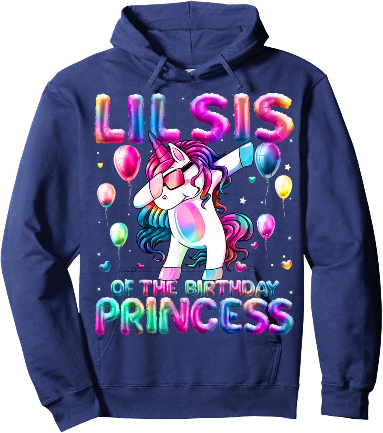 Sister of the Birthday Princess Girl Dabbing Unicorn Sister Hoodie - Hoodie | Navy