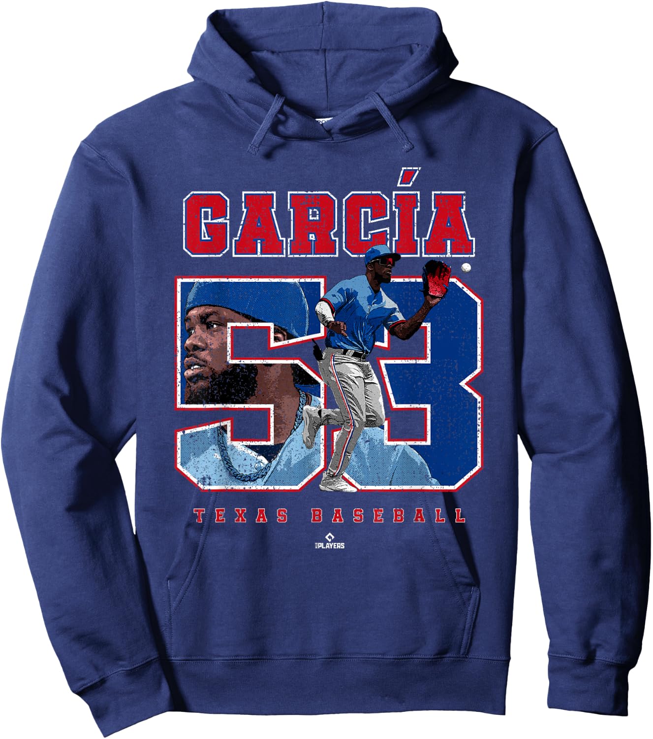 Number and Portrait Adolis Garcia Texas MLBPA Hoodie - Hoodie | Navy