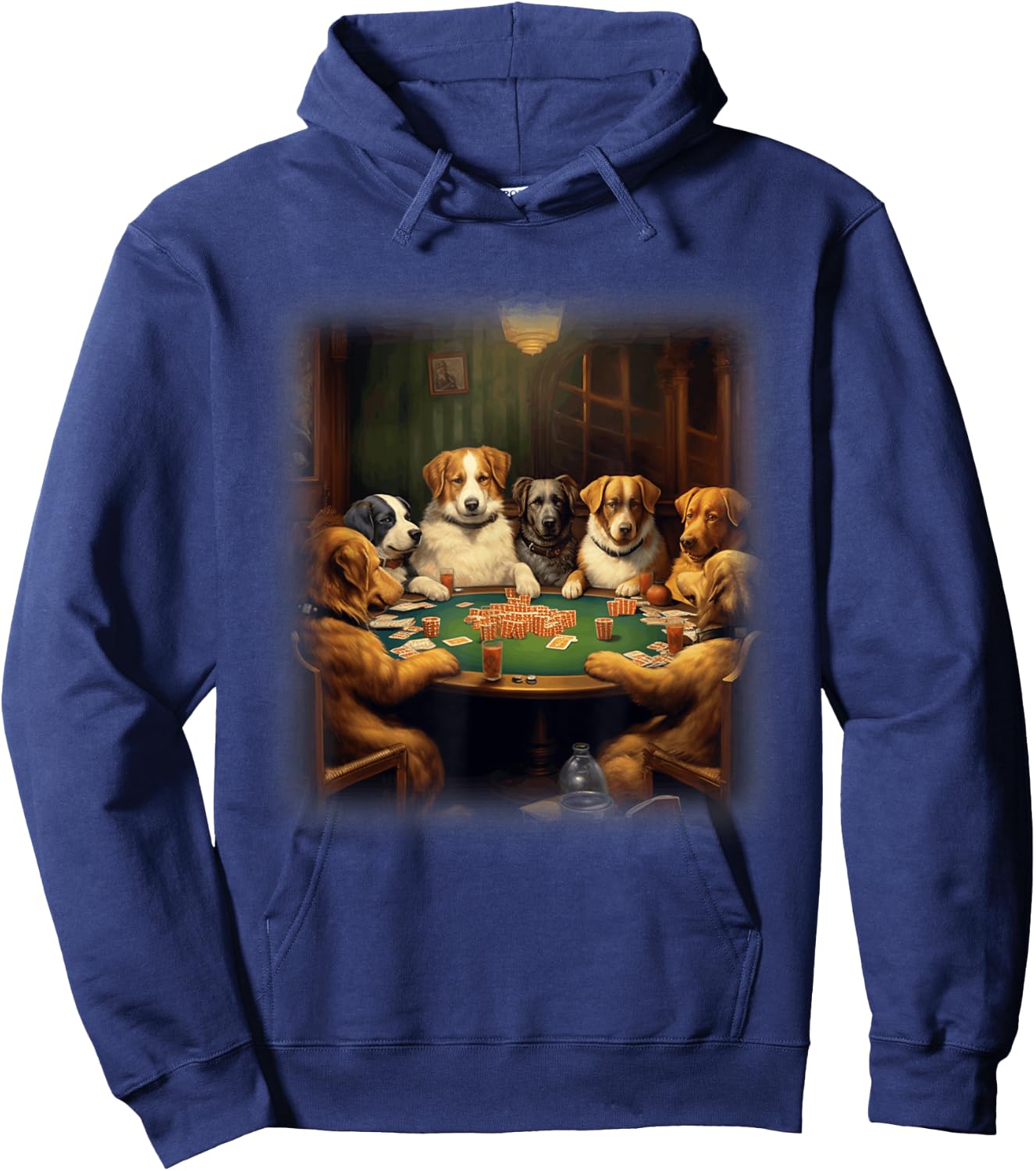 Dogs Playing Poker | A Friend in Need | Funny Dog Lover Art Men Women Hoodie - Hoodie | Navy