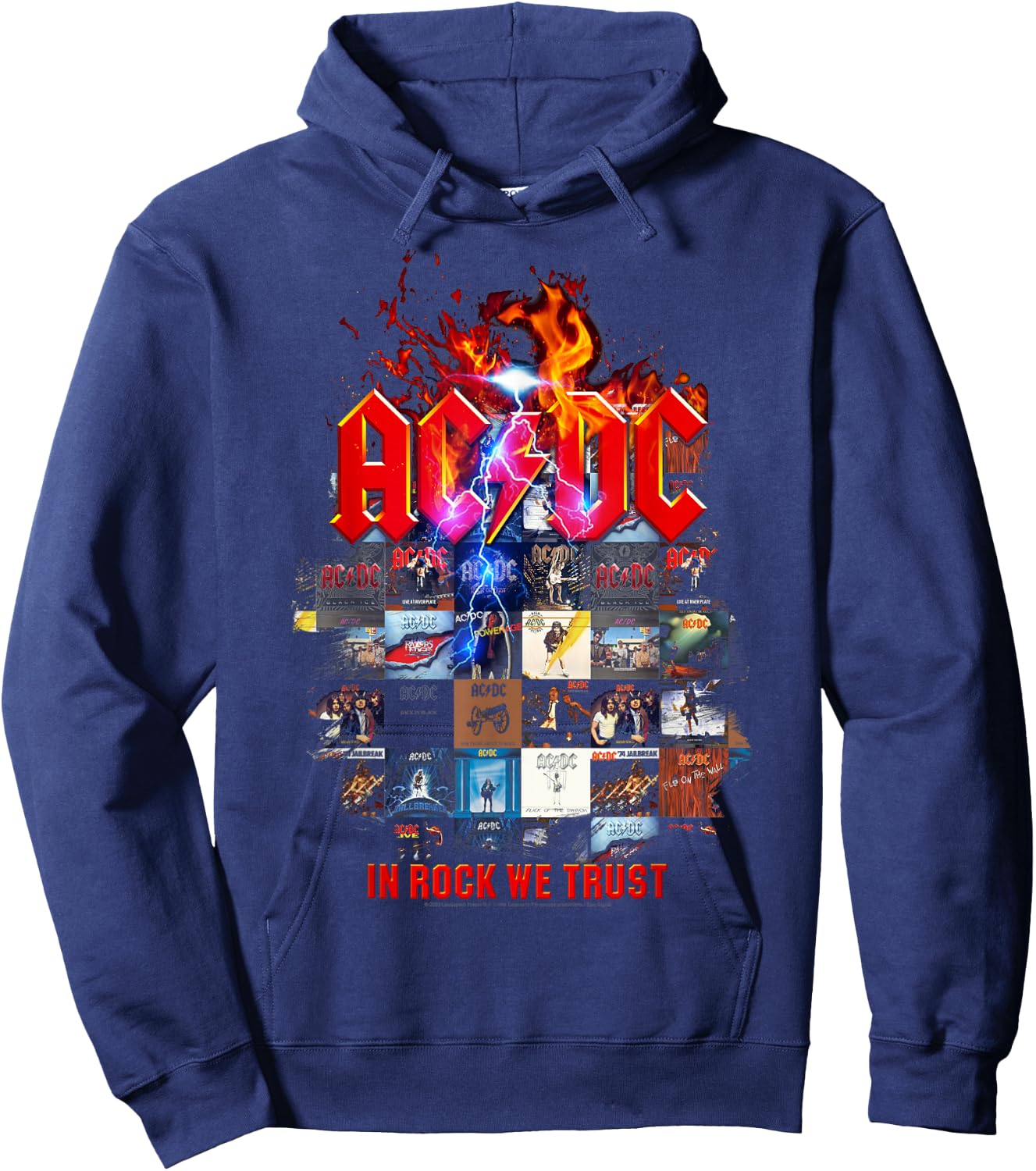 Official AC/DC In Rock We Trust Album Covers Rock Band Music Hoodie - Hoodie | Navy