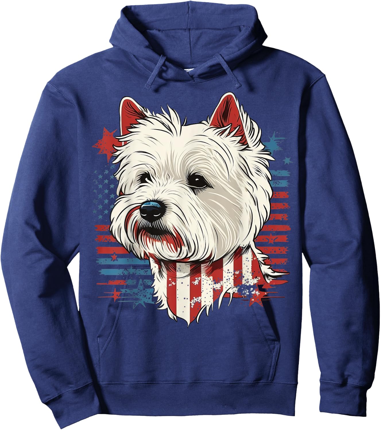 USA Westie Patriotic American West Highland White Terrier Kids Men Hoodie - Hoodie | Navy