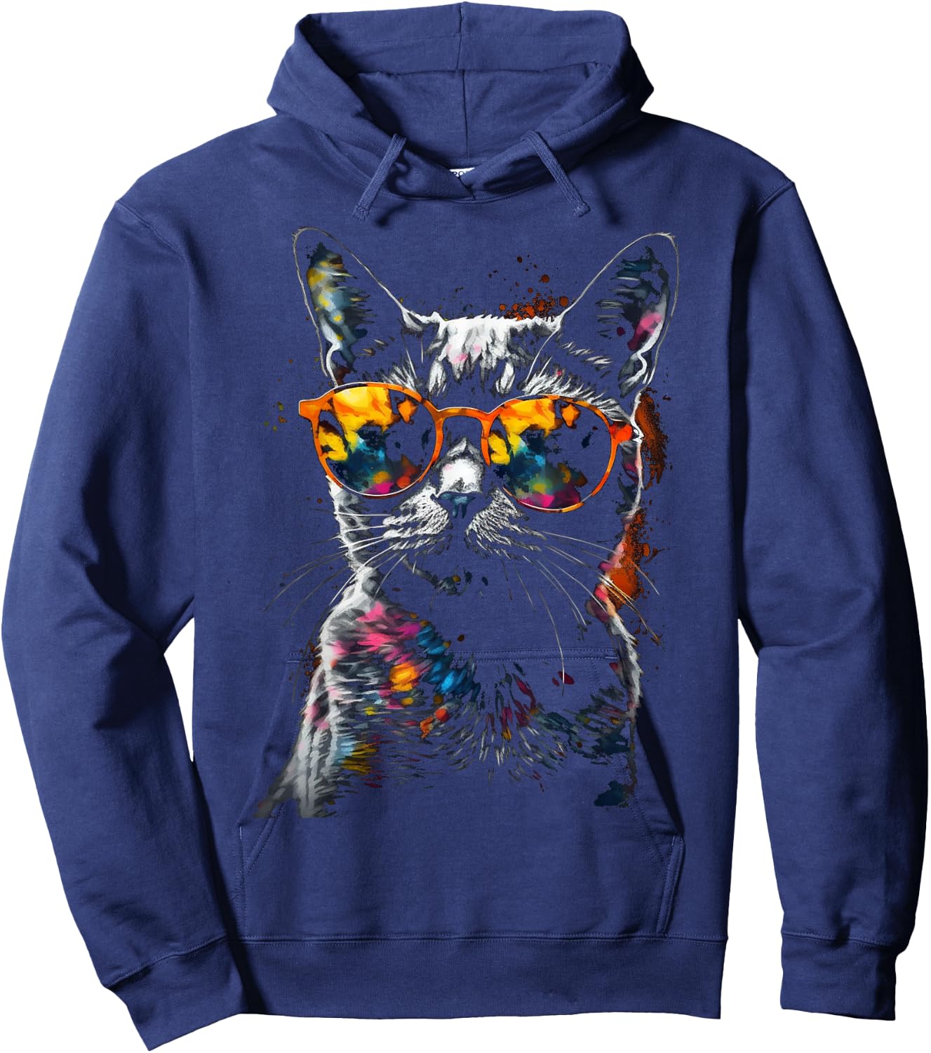Cat Sunglasses - Pet Animal Art Cat Hoodie - Hoodie | Navy