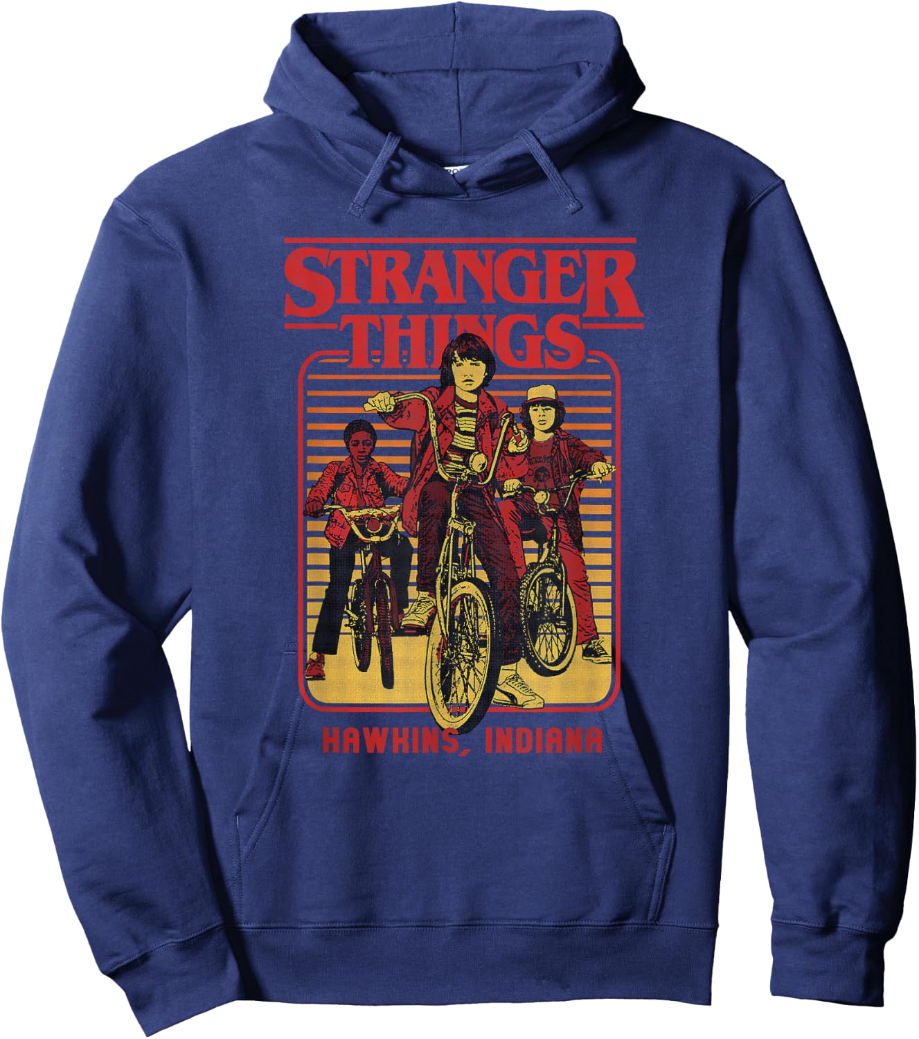 Stranger Things Retro Vintage Hawkins Indiana Bike Group Hoodie - Hoodie | Navy
