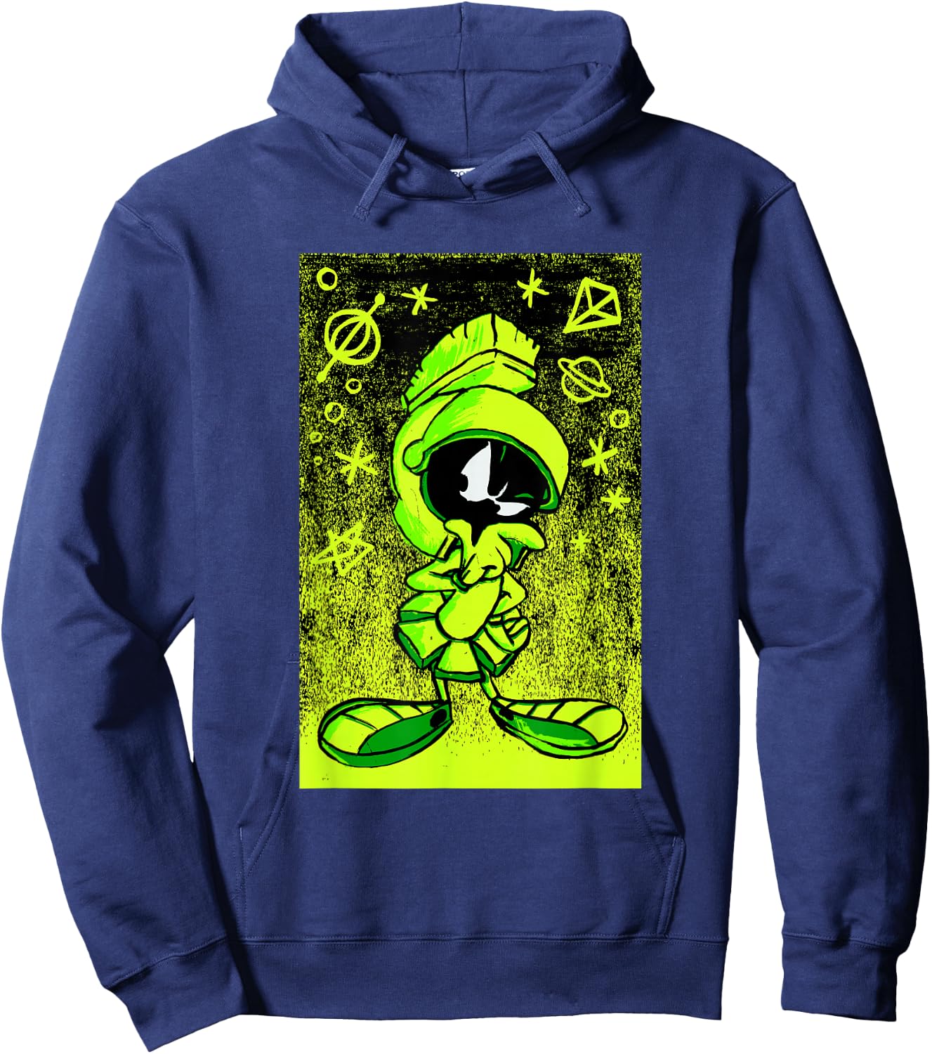 WB100 Looney Tunes Marvin The Martian Etching Portrait Hoodie - Hoodie | Navy